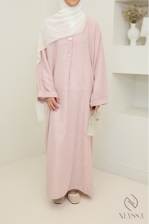 Lockeres langes Kleid für Damen mit Streifen und Reversärmeln.