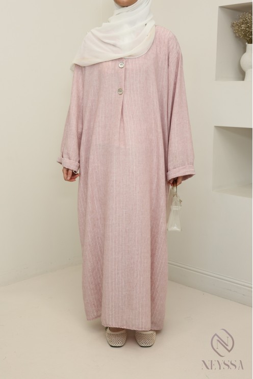 Robe longue ample femme avec rayures à manches revers