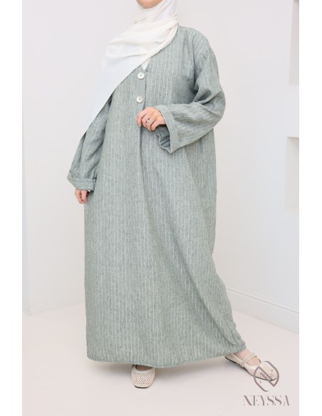 Lockeres langes Kleid für Damen mit Streifen und Reversärmeln.