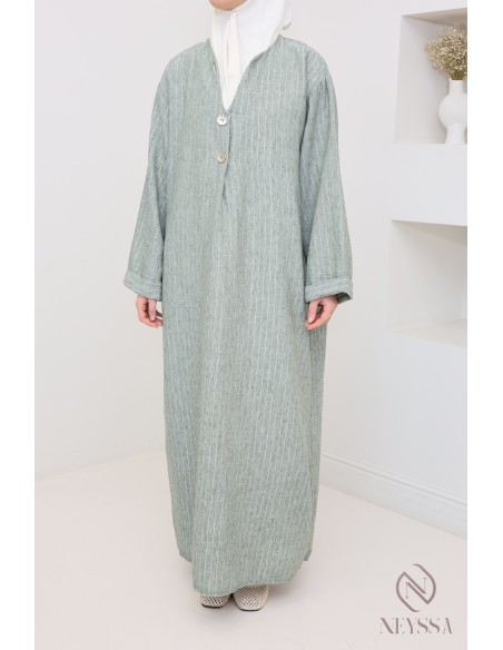 Robe longue ample femme avec rayures à manches revers