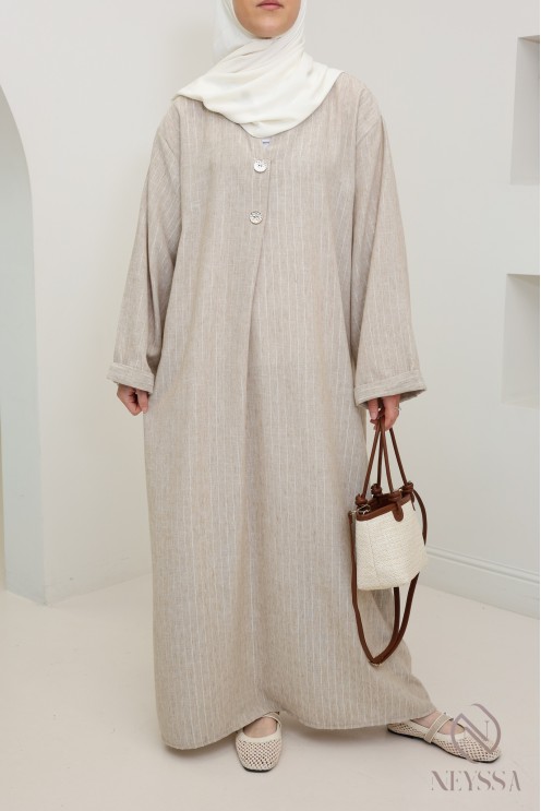 Robe longue ample femme avec rayures à manches revers