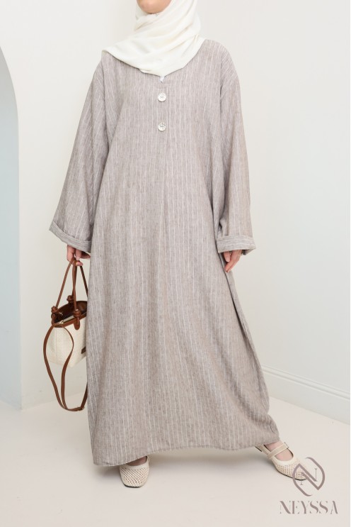 Lockeres langes Kleid für Damen mit Streifen und Reversärmeln.