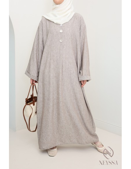 Robe longue ample femme avec rayures à manches revers