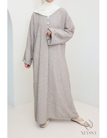 Lockeres langes Kleid für Damen mit Streifen und Reversärmeln.