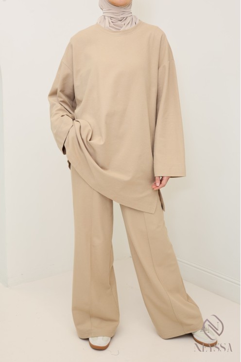 Top + loose cotton pants set, modest hijabi outfit