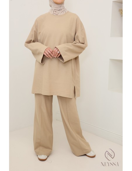 Top + loose cotton pants set, modest hijabi outfit