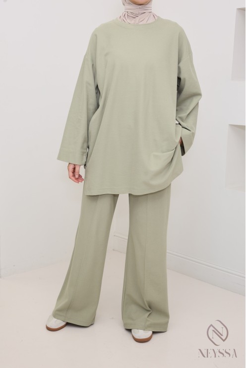 Top + loose cotton pants set, modest hijabi outfit