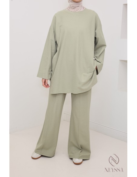 Ensemble haut + pantalon ample en coton, tenue modeste hijabi