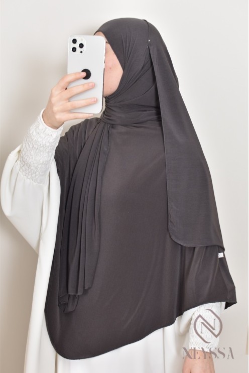 hijab Khimar jersey premium 2 en 1 modèle court, facile à enfiler, modest fashion