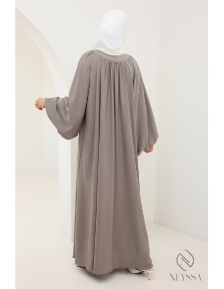 Abaya évasée simple manches ballons, coupe ample hijabi