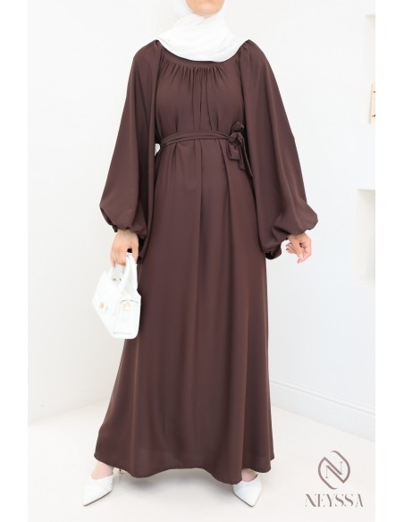 Ausgestellte Abaya mit Ballonärmeln und weitem Hijabi-Schnitt