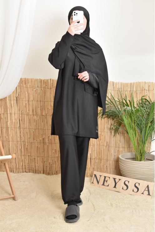 burkini lang schwarz neyssa ideal für sportliche Aktivitäten