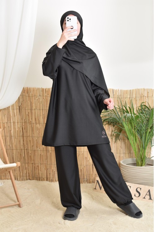 burkini long noir neyssa confection idéal pour les activités sportives