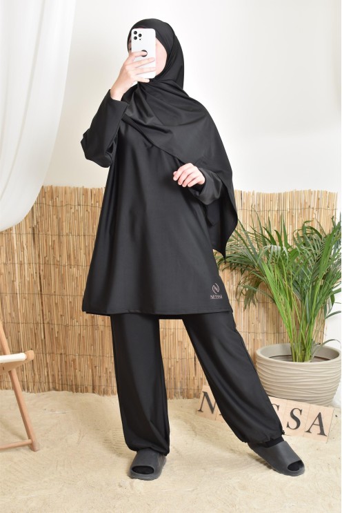 burkini long black neyssa confection ideal for sports activities