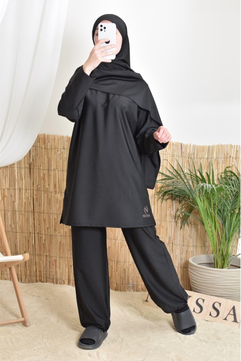 burkini lang schwarz neyssa ideal für sportliche Aktivitäten