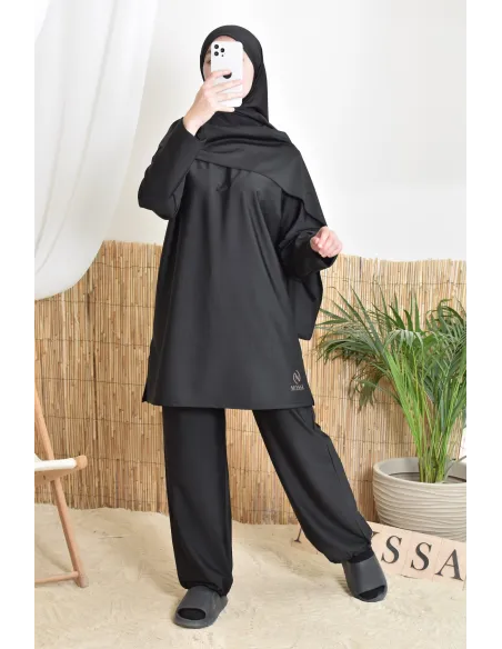 burkini lang schwarz neyssa ideal für sportliche Aktivitäten