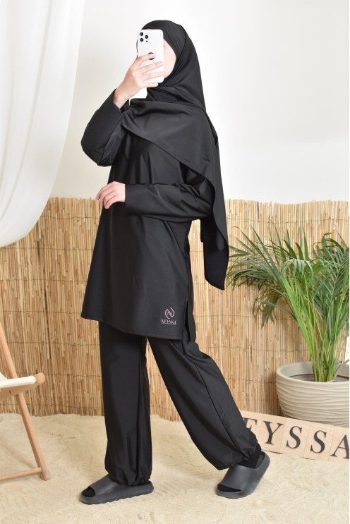 burkini long black neyssa confection ideal for sports activities