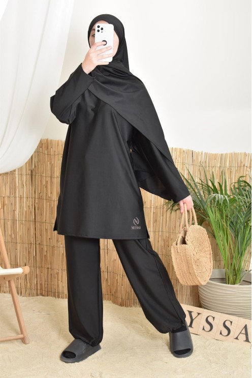 burkini lang schwarz neyssa ideal für sportliche Aktivitäten