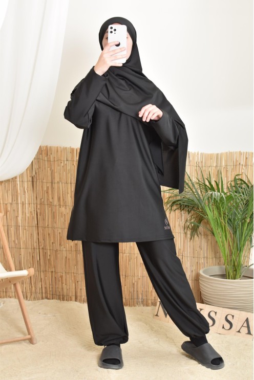 burkini long noir neyssa confection idéal pour les activités sportives
