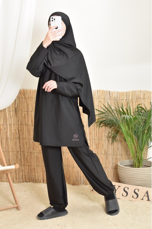 burkini lang schwarz neyssa ideal für sportliche Aktivitäten