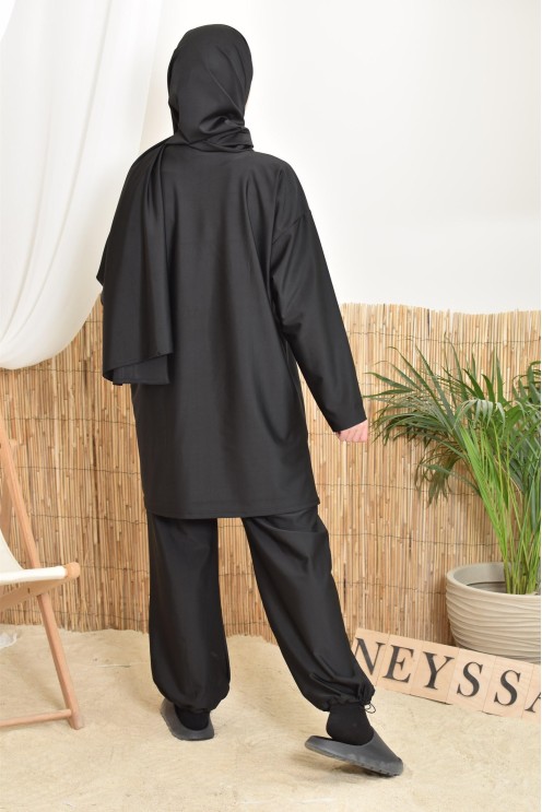 burkini long noir neyssa confection idéal pour les activités sportives