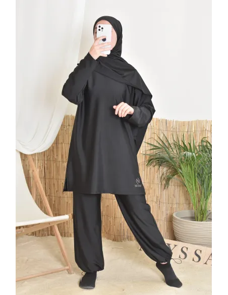 burkini long noir neyssa confection idéal pour les activités sportives