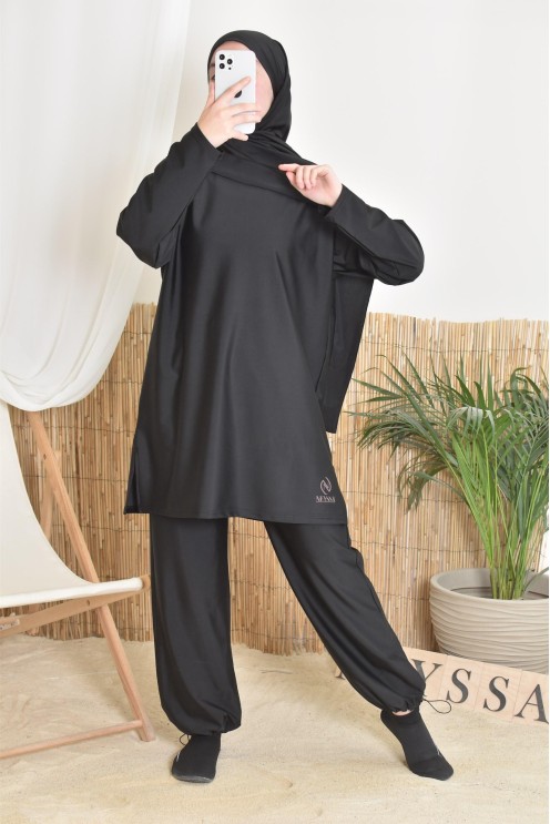 burkini long noir neyssa confection idéal pour les activités sportives