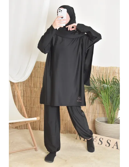 burkini long noir neyssa confection idéal pour les activités sportives