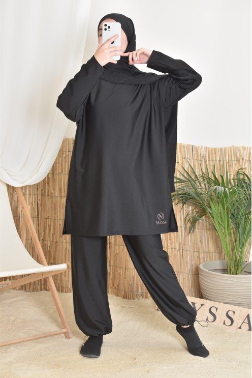 burkini long noir neyssa confection idéal pour les activités sportives