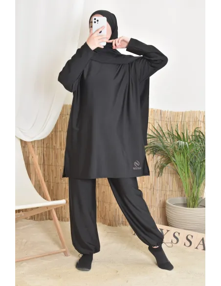 burkini long noir neyssa confection idéal pour les activités sportives