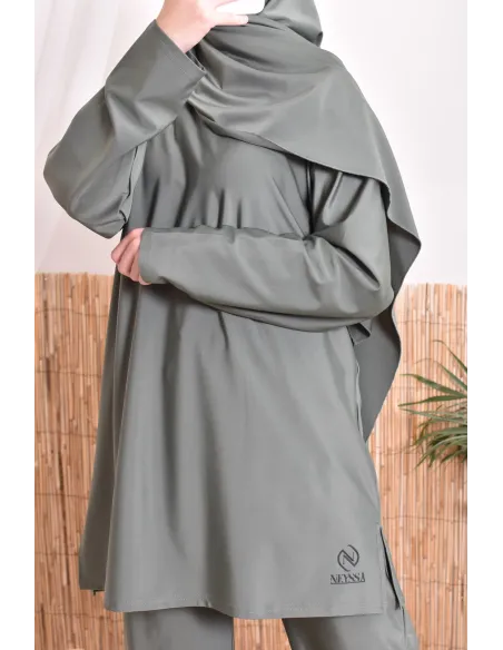 Damen Bade Burkini Khaki verschleiert, strapazierfähiger Stoff