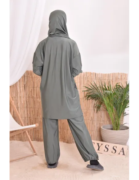 Damen Bade Burkini Khaki verschleiert, strapazierfähiger Stoff