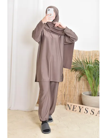 Long burkini de bain avec hijab, confortable et sèche vite, by Neyssa