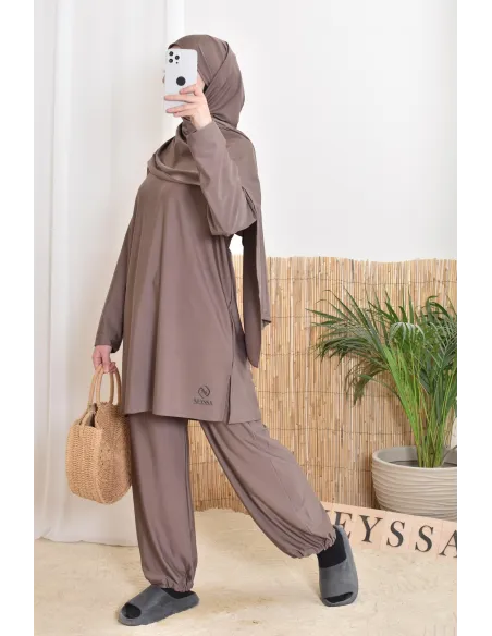 Long burkini de bain avec hijab, confortable et sèche vite, by Neyssa