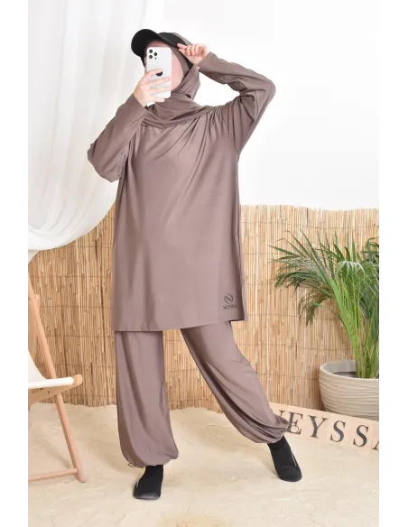 Long burkini de bain avec hijab, confortable et sèche vite, by Neyssa