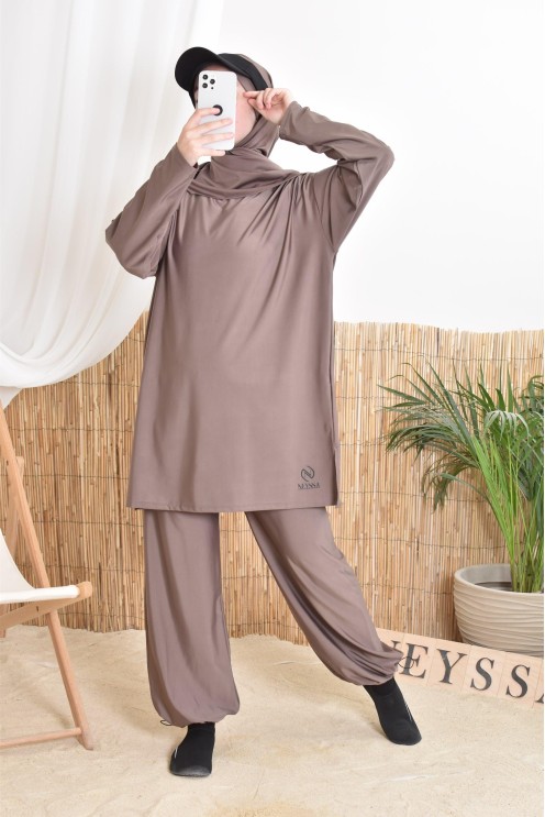 Long burkini de bain avec hijab, confortable et sèche vite, by Neyssa