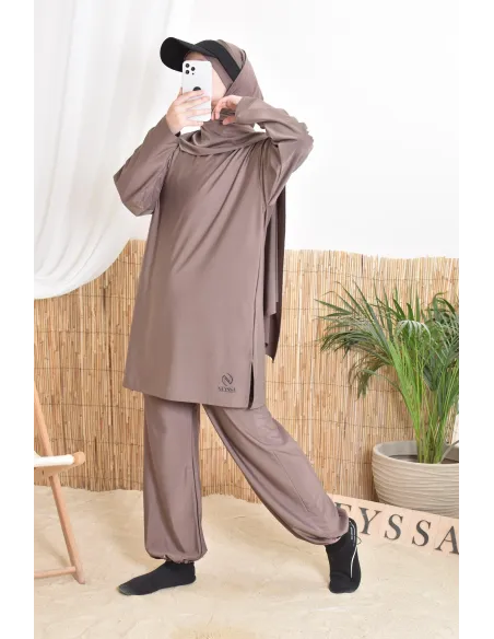 Long burkini de bain avec hijab, confortable et sèche vite, by Neyssa