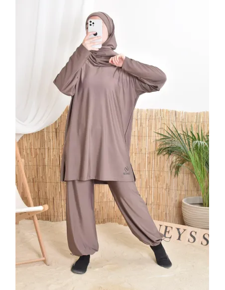 Long bath burkini with hijab, comfortable and dries fast, by Neyssa