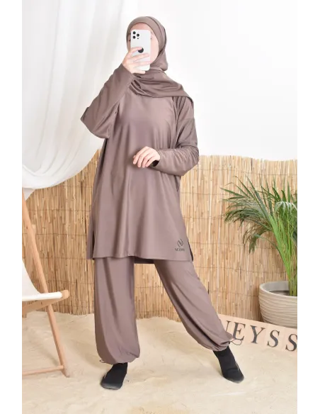 Long burkini de bain avec hijab, confortable et sèche vite, by Neyssa