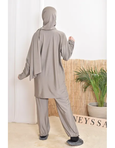 Burkini long taupe 3-teilig, Tunika, Hose und Hijab, Neyssa Oberbekleidung