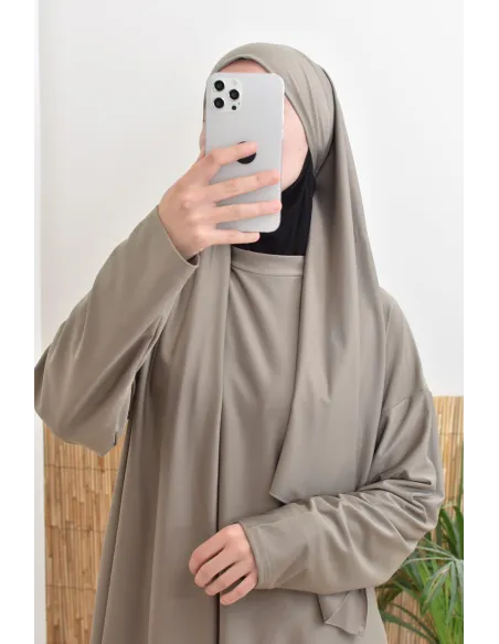 Burkini long taupe 3-teilig, Tunika, Hose und Hijab, Neyssa Oberbekleidung