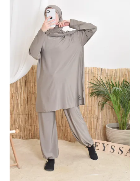 Burkini long taupe 3-teilig, Tunika, Hose und Hijab, Neyssa Oberbekleidung