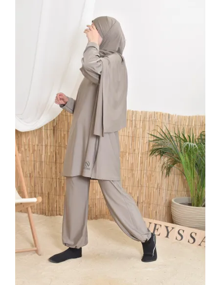 Burkini long taupe 3-teilig, Tunika, Hose und Hijab, Neyssa Oberbekleidung