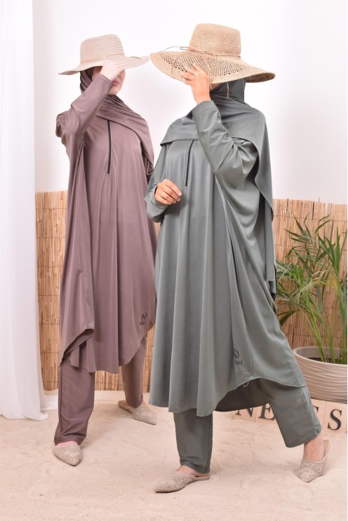 Burkini islamique kaki pour femme voilée Neyssa confection