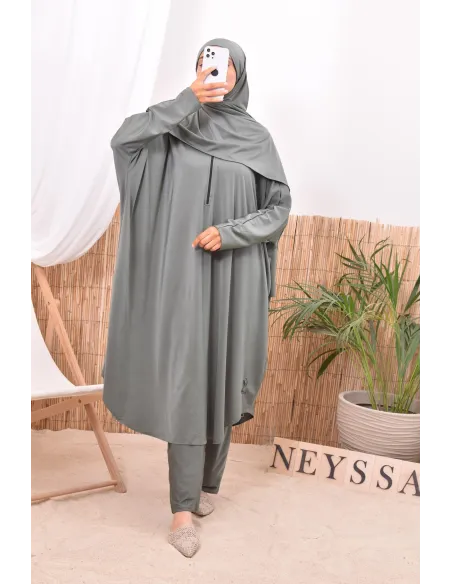 Burkini islamique kaki pour femme voilée Neyssa confection