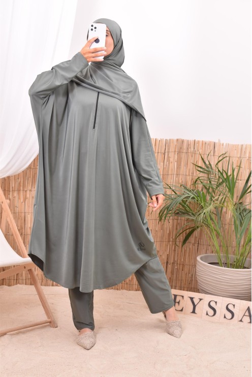 Burkini islamique kaki pour femme voilée Neyssa confection