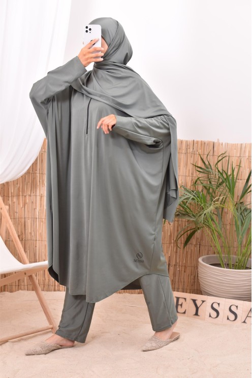 Burkini islamique kaki pour femme voilée Neyssa confection