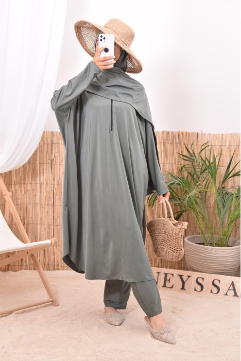 Burkini islamique kaki pour femme voilée Neyssa confection