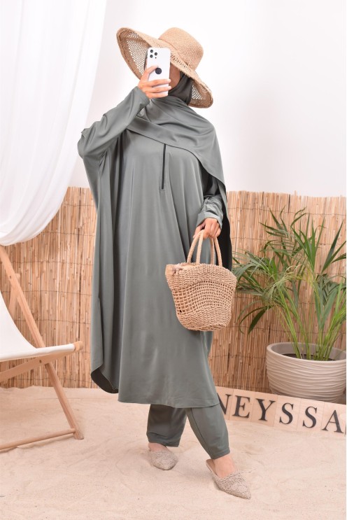 Burkini islamique kaki pour femme voilée Neyssa confection