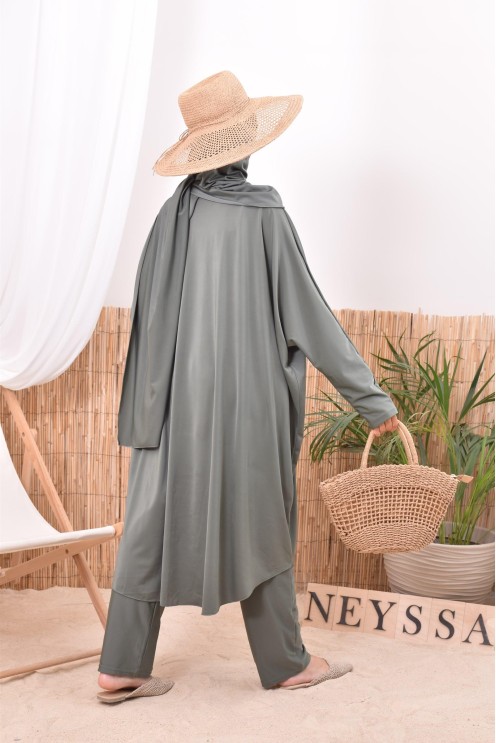 Burkini islamique kaki pour femme voilée Neyssa confection